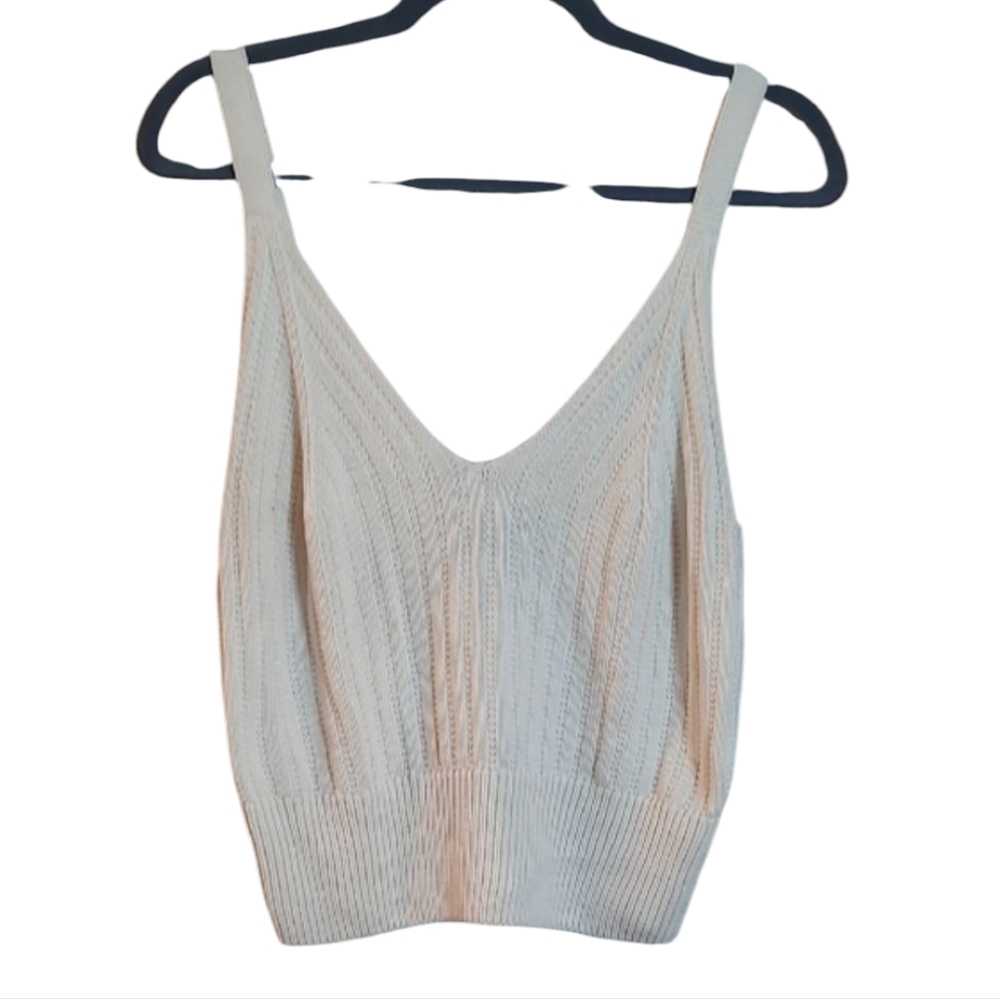 Off White / Ivory Knit Tank Top By Streetwear Society Sz Large